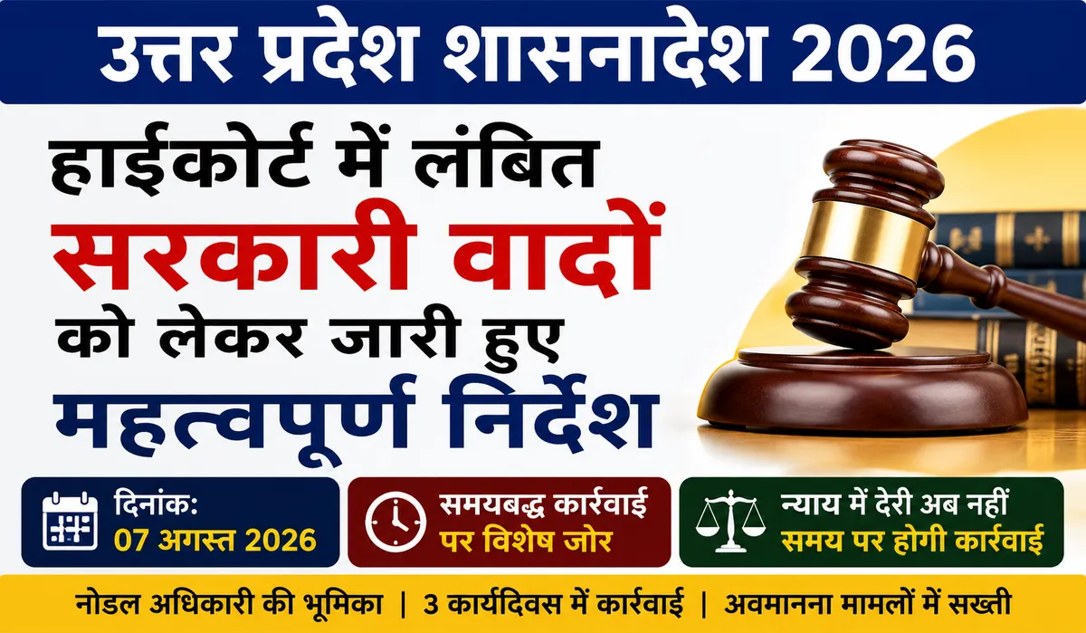 हाईकोर्ट में लंबित शासकीय वादों को लेकर यूपी सरकार के नए निर्देश, 3 कार्यदिवस में कार्रवाई के निर्देश।3