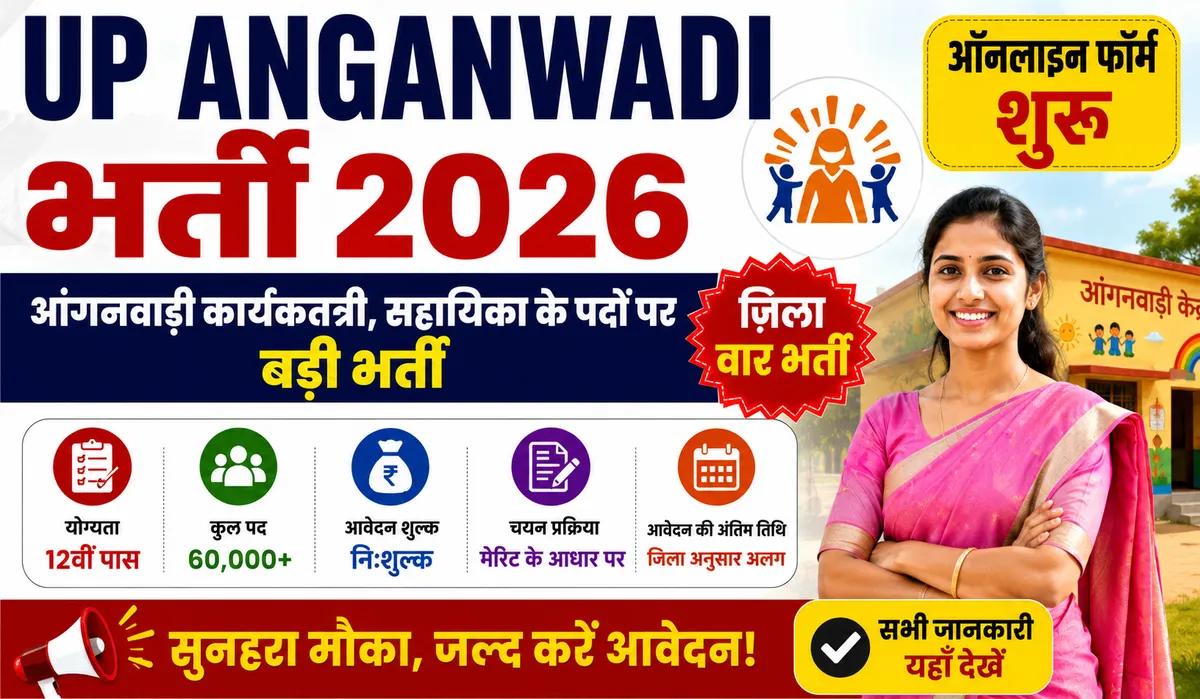UP Anganwadi Bharti Online Form 2026 (Updated): जिलेवार भर्ती शुरू, जानें पात्रता, आयु सीमा, चयन प्रक्रिया, आवेदन का तरीका और पूरी जानकारी