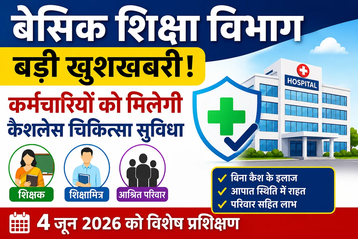 बेसिक शिक्षा विभाग के कर्मचारियों को मिलेगी कैशलेस चिकित्सा सुविधा, जारी हुए नए निर्देश