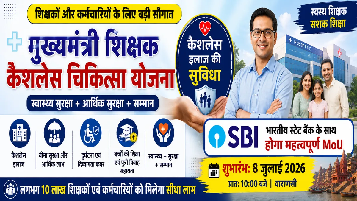 मुख्यमंत्री शिक्षक कैशलेस चिकित्सा योजना: अब लाखों शिक्षकों और शिक्षा विभाग के कर्मचारियों को मिलेगा बड़ा लाभ, SBI के साथ होगा MoU